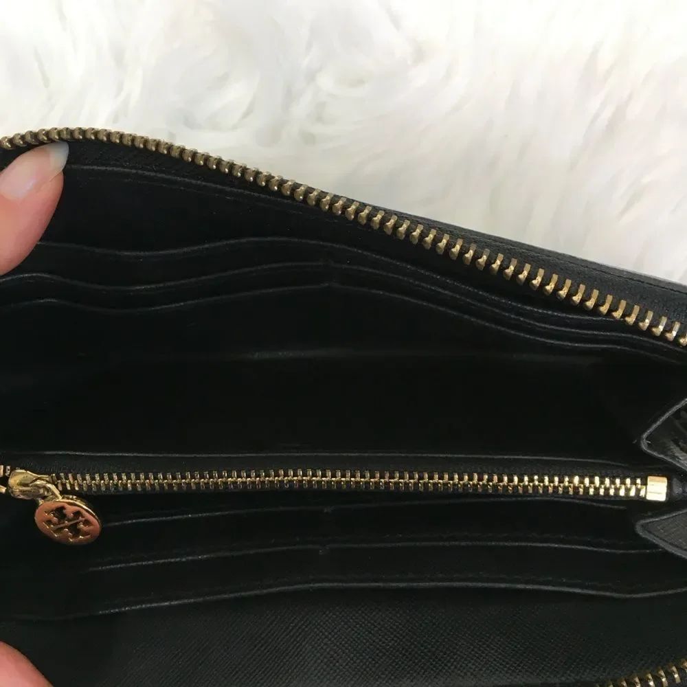 Tory Burch Black Leather Continental Zip Wallet - Picture 9 of 16